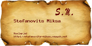 Stefanovits Miksa névjegykártya